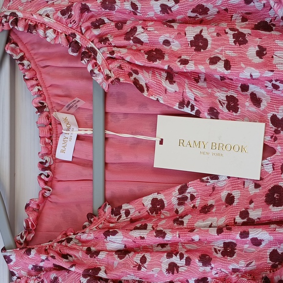 NWT $445 Ramy Brook Penelope Ruffle Dress, Silk - Picture 2 of 9